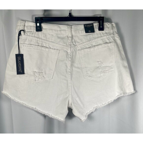 BLANK NYC High Rise Distressed Raw Hem White Denim Jean Shorts Sz 32 New - Picture 5 of 10